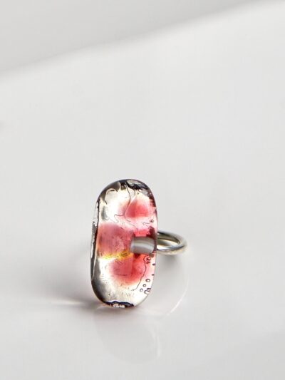 Bague Dragée de Fleur – Bijou en verre fusionné et argent, création artisanale unique par MÉLA.